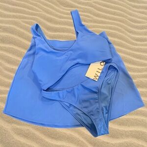 NWT Wilo The Label Periwinkle Blue Bikini and Skirt 3 pc Swim Set Size Large